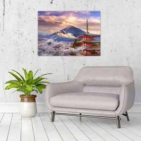 Tablou pe sticlă - Muntele Fuji (70x50 cm)