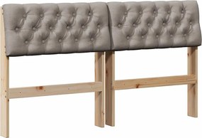 vidaXL Tăblie tapițată Gri taupe 140 cm Lemn de pin masiv