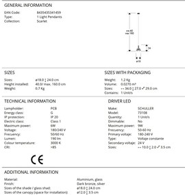 Pendul LED modern design decorativ Scarlet 1L silver