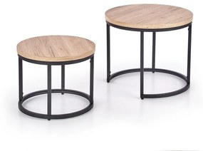 Set 2 mese de cafea Oreo stejar san remo/negru - d 43-53 x h 35-45 cm