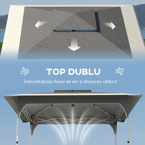 Outsunny Pavilion Pliabil 3.5x3.5 m Pop Up, Montare Ușoară cu Buton Central, Pavilion de Grădină Reglabil pe Înălțime cu Acoperiș Dublu, Geantă de Transport, UV50+, pentru Exterior, Gri Închis | Aosom Romania