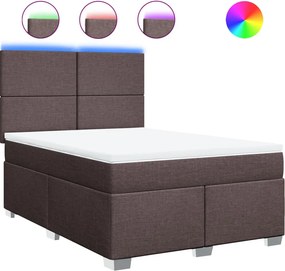 vidaXL Pat box spring cu saltea, maro închis, 160x200 cm, textil