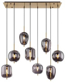 Lustra cu 8 pendule design modern Blacky I negru mat, alama