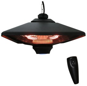 Lampa pentru Incalzire la Exterior cu Lumini LED, lampa pentru balcon, terasa Putere 1000/2000W si Telecomanda, 43x43x25cm Outsunny | Aosom RO