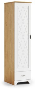 Mazzoni Dulap PROVENZA SZD1SZ1 Stejar Piatră/Alb Mat - DULAP VERTICAL CU 1 UȘĂ CU SERTAR RETRO