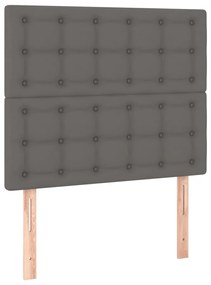 Tablie de pat cu LED, gri, 80x5x118 128 cm, piele ecologica 1, Gri, 80 x 5 x 118 128 cm