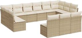 vidaXL Set canapele de grădină, 13 piese, cu perne, bej, poliratan