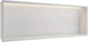 Raft incastrat dreptunghiular Balneo Wall-Box One LED cu rama 90x30x10 cm alb mat