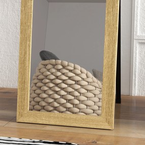 HOMCOM, Oglindă pe suport, pentru perete sau așezare, cu ramă din lemn, pentru living sau dormitor, 37 x 155 cm, maro deschis | Aosom Romania