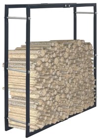 Rastel pentru lemne de foc, negru, 100x25x100 cm, otel 100 x 25 x 100 cm