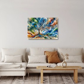 Tablou pe sticlă – Arbore energetic colorat (70x50 cm)