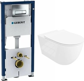 Set rezervor WC incastrat cu set fixare Geberit Duofix Up100 si clapeta Delta crom plus vas WC Rune Ivaldi Grande alb cu capac slim softclose