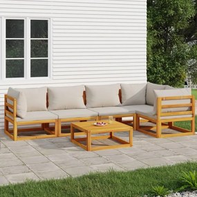 vidaXL Set mobilier grădină, perne gri deschis, 6 piese, lemn masiv