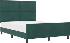 vidaXL Pat cu arcuri cu headboard Verde închis 140 x 190 cm Catifea