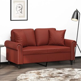 3153171 vidaXL Canapea 2 locuri, perne&pernuțe roșu vin 120 cm piele ecologică