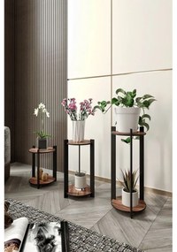 Stand din lemn pentru plante Birou cu flori rotund - nuc