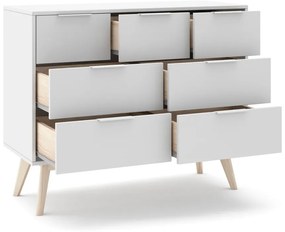 Comodă albă joasă 120x83 cm Campus – Marckeric