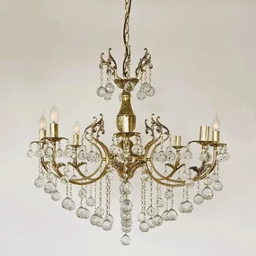 Lustra Tila cu 8 Brate, Desing Baroc, French Gold Antic, Alama si Metal - Bussy Lighting 0158-78-08Z