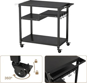 Cărucior mobil cu grătar cu 3 niveluri