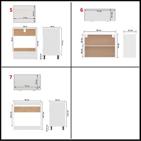 Set dulapuri de bucatarie, 7 piese, alb, PAL Alb, 1