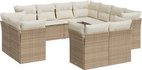 vidaXL Set canapele de grădină cu perne, 11 piese, bej, poliratan