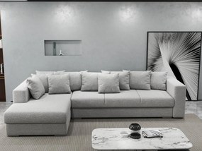 Colțar extensibil dumonde cu ladă de depozitare si sezut confortabil din spuma high-density, Gloria Euphoria Dove 320x183 cm