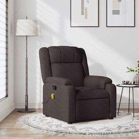 vidaXL Fotoliu de masaj rabatabil, maro închis, material textil