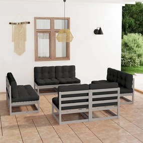 3076321 vidaXL Set mobilier de grădină cu perne, 8 piese, lemn masiv de pin