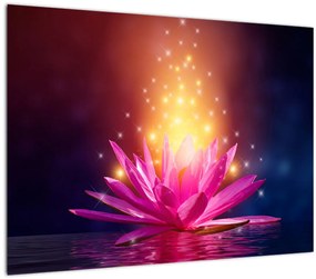 Tablou pe sticlă cu lotus pe apă (70x50 cm)