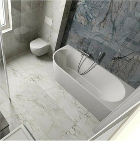 Cada freestanding Rune Birka BTW LV acril 170x80 cm montaj dreapta alb lucios