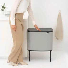 Cos de gunoi Brabantia Bo Touch 1010454, 3x11 l, Deschidere lina si silentioasa, Gri