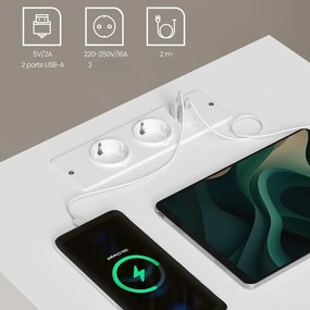 Noptieră LUCIANO cu funcție de încărcare, 35x45x58,3 cm, alb Vasagle