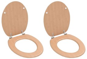 vidaXL Capace WC, 2 buc., MDF, model bambus