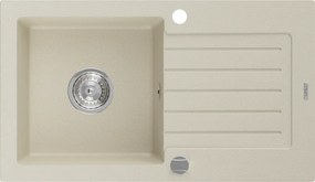Mexen Pablo chiuvetă de granit cu 1 cuvă și scurgător 752 x 436 mm, bej, sifon crom - 6510751010-69