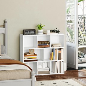 HOMCOM Raft de depozitare cu 8 compartimente Design vertical sau orizontal pentru cărți și decorațiuni 74,3x24x80 cm Alb | Aosom Romania