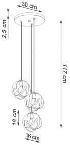 Lustră pe cablu TULOS 3xE27/60W/230V albă Sollux SL.1084