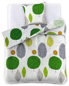 Lenjerie de pat verde din bumbac pentru pat de o persoană 140x200 cm Green Leaf – AmeliaHome