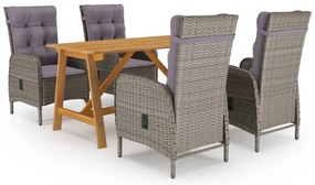 vidaXL Set mobilier pentru grădină, 5 piese, gri
