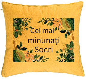 Perna Decorativa pentru Socri 1, 40x40 cm, Galben, Husa Detasabila, Burduf