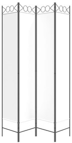 Paravan de camera cu 4 panouri, alb, 160x220 cm, textil Alb, 160 x 220 cm, 1