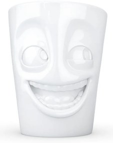 Cană din porțelan cu mâner, râs, 58products, alb, 350 ml