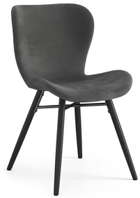 MAZZONI EXPORT ALTEA Velură Gri închis/picioare negre - MODERNE PENTRU LIVING/SUFRAGERIE/BUCĂTĂRIE/BIROU CATIFEA