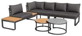 Set de mobilier de grădină pentru 4-5 locuri, 2 mese de cafea integrate, perne de șezut și perne confortabile, Gri