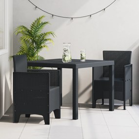 vidaXL Set masă exterior 3 pcs Antracit 100 x 100 x 73 cm