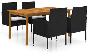 vidaXL Set mobilier de grădină, 5 piese, negru