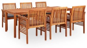 Set mobilier de exterior cu perne 7 piese, lemn masiv de acacia Gri, 7