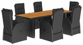 3277629 vidaXL Set mobilier de grădină cu perne, 7 piese, negru, poliratan