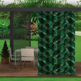 Draperie verde, pentru pavilion de grădină, cu frunze 155x240 cm