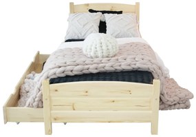 Expedo Pat înalt ANGEL + saltea sandwich MORAVIA + somieră GRATIS, 90 x 200 cm, natural-lac