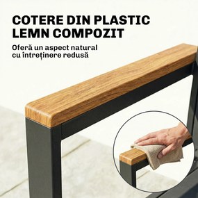 Outsunny Set 2 Scaune Grădină Empilabile cu Șezut și Spătar Capitonați, Gri Închis | Aosom Romania